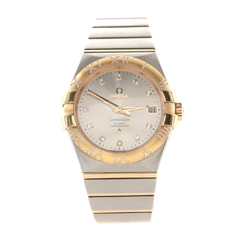 Omega Constellation Co-Axial Chronometer Automatic Watch Stainless Steel and Rose Gold with Diamond Markers and Numerals 35