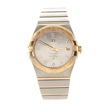 Omega Constellation Co-Axial Chronometer Automatic Watch Stainless Steel and Rose Gold with Diamond Markers and Numerals 35