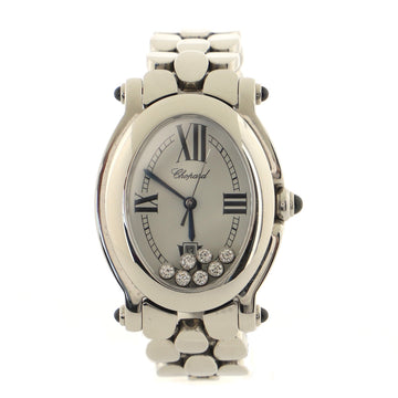 Chopard Happy Sport Oval Quartz Watch Stainless Steel with Floating Diamonds 30