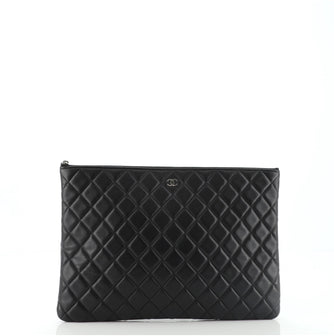 Chanel O Case Clutch Quilted Lambskin Large