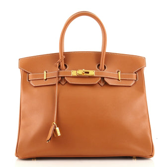 Hermes Birkin Handbag Brown Courchevel with Gold Hardware 35