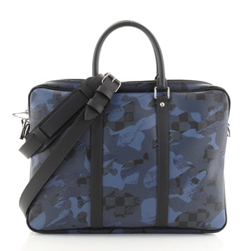 Louis Vuitton Porte-Documents Voyage Briefcase Limited Edition Camouflage Damier Cobalt PM