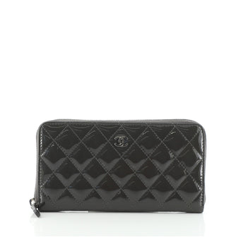 Chanel Zip Around Wallet Quilted Patent Long