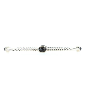 David Yurman Color Classics Four Station Bangle Bracelet Sterling Silver with Black Onyx 2.5mm