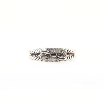 David Yurman Labyrinth Petite Pave Single Loop Ring Sterling Silver with Diamonds