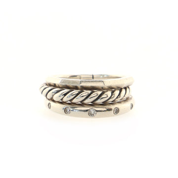 David Yurman Stax Narrow Ring Sterling Silver with Diamonds 9mm