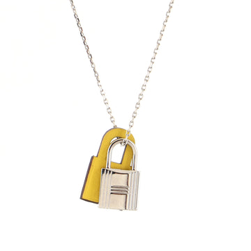 Hermes O'Kelly Pendant Necklace Metal and Leather Small