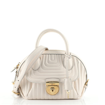 Salvatore Ferragamo Fiamma Satchel Embossed Leather Mini