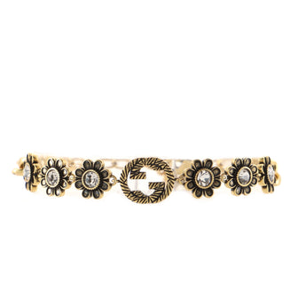 Gucci Flower Chain Bracelet Metal with Crystal