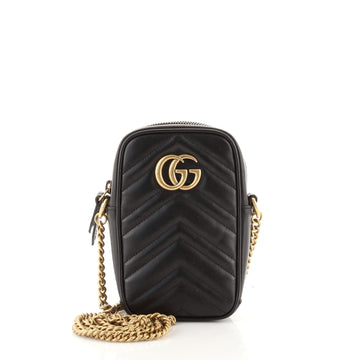 Gucci GG Marmont Vertical Phone Crossbody Bag Matelasse Leather Mini