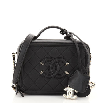 Chanel Filigree Vanity Case Quilted Caviar Small
