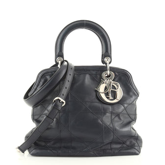 Christian Dior Granville Satchel Cannage Quilt Leather Medium
