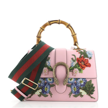 Gucci Dionysus Bamboo Top Handle Bag Embroidered Leather Medium