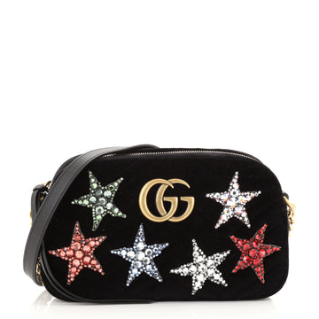 Gucci GG Marmont Shoulder Bag Crystal Embellished Matelasse Velvet Small