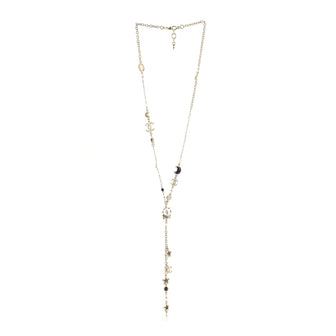 Chanel CC Moon Star Drop Necklace Crystal Embellished Metal and Faux Pearls