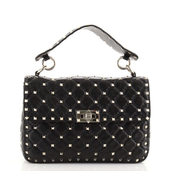 Valentino Rockstud Spike Flap Bag Quilted Leather Medium