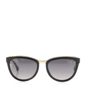 Chanel Interwoven Chain Temple Cat Eye Sunglasses Acetate with Metal and Leather