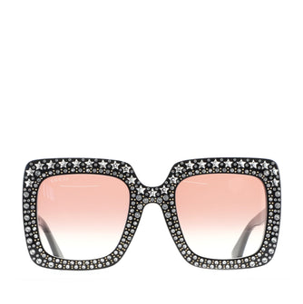 Gucci Oversize Square Sunglasses Crystal Embellished Acetate