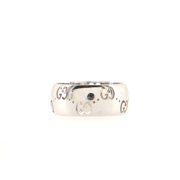 Gucci Icon Band Ring 18K White Gold 8mm