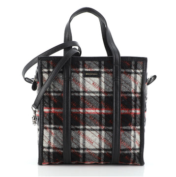Balenciaga Bazar Convertible Tote Embroidered Tartan Small