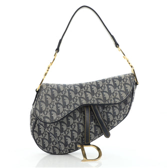 Christian Dior Vintage Saddle Bag Diorissimo Canvas Medium