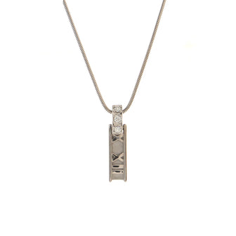 Tiffany & Co. Atlas Bar Pendant Necklace 18K White Gold with Diamonds