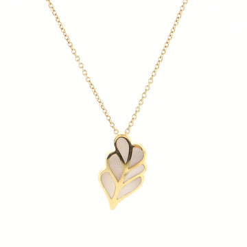 Tiffany & Co. Leaf Inlay Pendant Necklace 18K Yellow Gold and Mother of Pearl