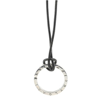 Bvlgari Bvlgari Round Pendant Cord Necklace Sterling Silver
