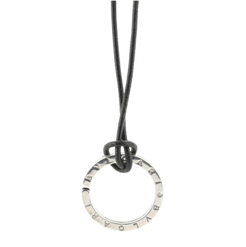 Bvlgari Bvlgari Round Pendant Cord Necklace Sterling Silver