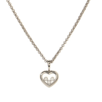 Chopard Happy Diamonds 3 Diamond Heart Pendant Necklace 18K White Gold and Diamonds