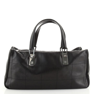 Chanel Square Stitch CC Boston Bag Quilted Leather Large