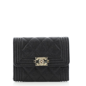 Chanel Boy Flap Card Case Quilted Caviar