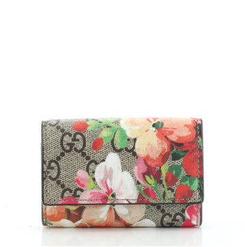 Gucci 6 Key Holder Blooms Print GG Coated Canvas