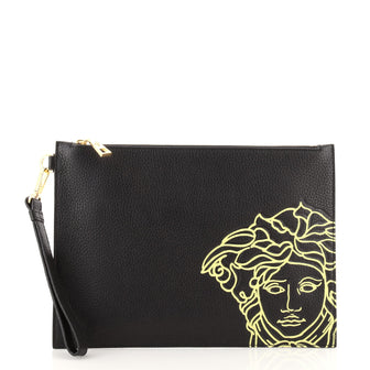 Versace Medusa Wristlet Pouch Printed Leather Large