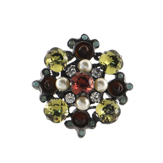 Chanel Cluster Brooch Metal and Crystal with Resin and Faux Pearls