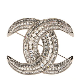 Chanel CC Moon Baguette Brooch Metal and Crystals