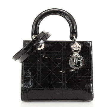 Christian Dior Lady Dior Bag Cannage Stitch Patent Medium