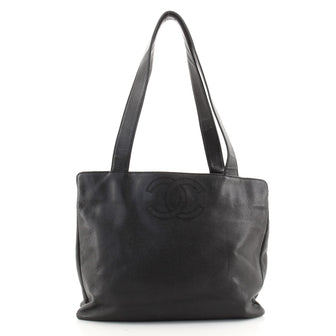 Chanel Vintage CC Logo Tote Leather Large