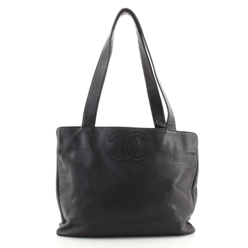 Chanel Vintage CC Logo Tote Leather Large