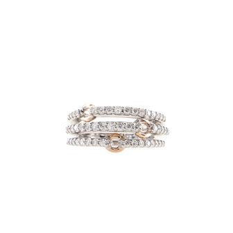Damiani Puzzle Ring 3 Rows 18k White Gold with 18k Rose Gold and Diamonds