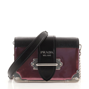 Prada Cahier Chain Crossbody Bag Metallic Leather and Saffiano Small