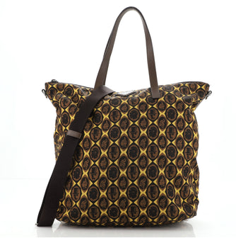 Prada Convertible Tote Printed Tessuto with Saffiano Large