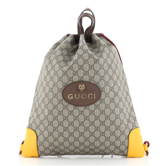 Gucci Neo Vintage Drawstring Backpack GG Coated Canvas Large