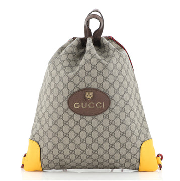 Gucci Neo Vintage Drawstring Backpack GG Coated Canvas Large