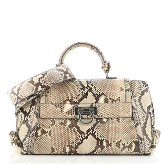 Salvatore Ferragamo Sofia Satchel Python Medium