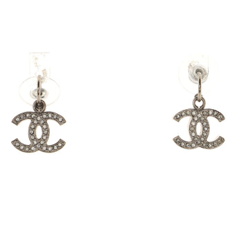 Chanel CC Dangle Earrings Metal and Crystals