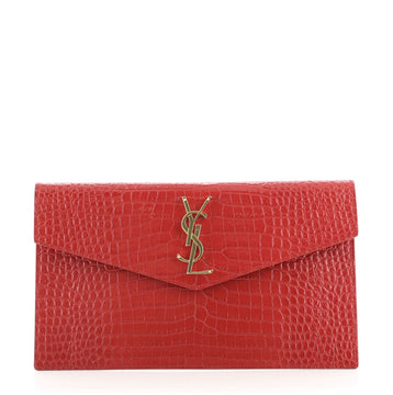 Saint Laurent Uptown Pouch Crocodile Embossed Leather
