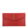 Saint Laurent Crocodile Embossed Uptown Pouch - Red