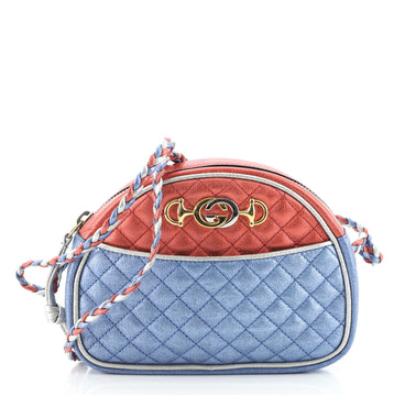 Gucci Trapuntata Camera Shoulder Bag Quilted Laminated Leather Mini