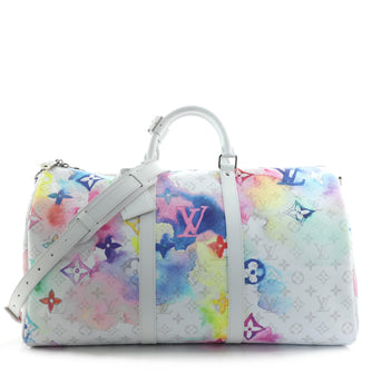 Louis Vuitton Keepall Bandouliere Bag Limited Edition Monogram Watercolor Canvas 50